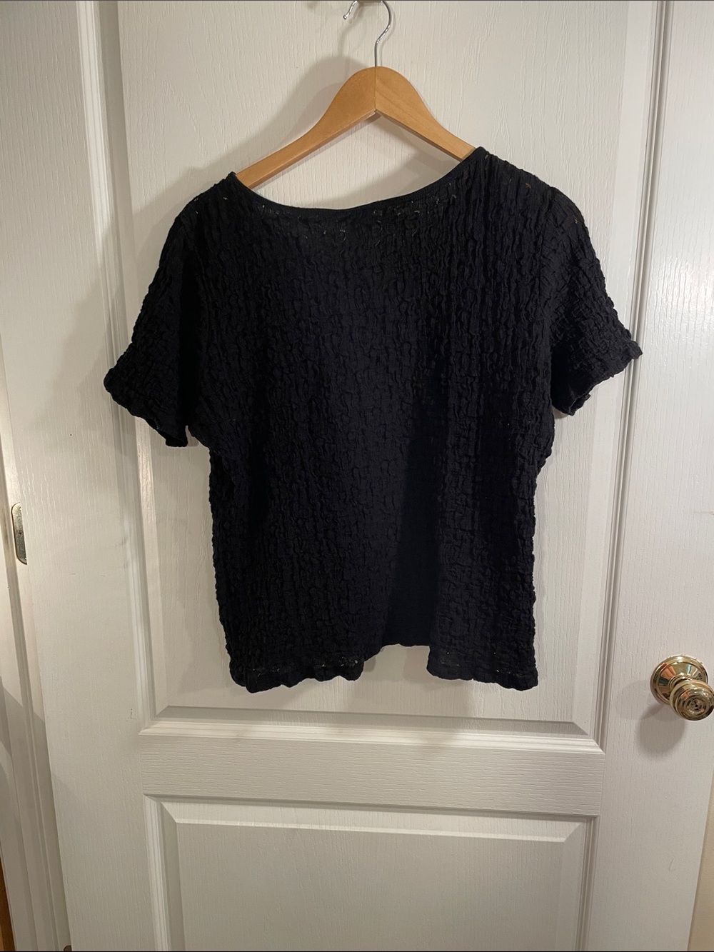 J. Jill Black Textured Crewneck Short Sleeve Top